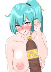 1girls 2022 alona_minami aqua_hair blush blushing_at_viewer bottle datu_puti female female_focus female_only fish fish_girl indie_virtual_youtuber large_breasts light-skinned_female light_skin long_hair looking_at_viewer meme multicolored_hair null_void_(barbatos) pink_eyes pink_nipples simple_background solo tongue tongue_out virtual_youtuber vtuber white_background yellow_hair