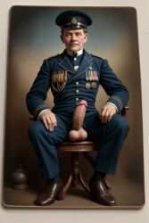 19th_century 1boy ai_generated big_balls big_penis daddy gay ia male male_only military military_uniform muscle older_male rd_(artist) soldier solo solo_male uniform