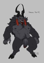 anthro balls bara barazoku christmas demon flaccid furry horns krampus kupo_klein male male_only muscles muscular nude penis solo solo_male tongue_out