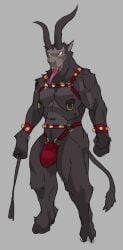 anthro balls bara barazoku bulge christmas demon furry harness horns krampus male male_only muscles muscular penis solo solo_male spacedog tongue_out