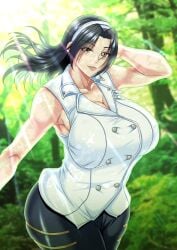 1girls big_breasts black_hair breasts busty cleavage curvaceous curvy curvy_body curvy_female curvy_figure female jun_kazama kazama_jun large_breasts mifune_seijirou milf mother namco tekken tekken_2 tekken_8 tekken_tag_tournament tekken_tag_tournament_2 voluptuous