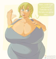 1girls big_belly big_breasts female foo_fighters gigantic_breasts jojo's_bizarre_adventure pregnant stone_ocean sunsleptos text text_bubble