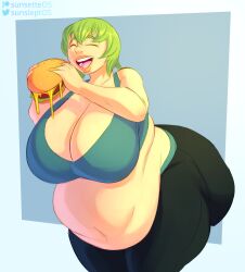 1girls big_ass big_belly big_breasts burger fat foo_fighters jojo's_bizarre_adventure obese stone_ocean sunsleptos