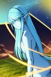 aeos agios ai_generated aios aiosu blue_body blue_eyes blue_hair dragon_ball goddess ladyaeos perfect_body super_dragon_ball_heroes supreme_kai_of_time time_power_unleashed_form_(dragon_ball)