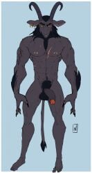 anthro balls bara barazoku christmas demon flaccid furry horns krampus male male_only muscles muscular nevets nude penis solo solo_male