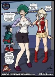 bakugou_katsuki boku_no_hero_academia camisole cleavage comic_page deku gender_transformation genderswap_(ftm) genderswap_(mtf) grabbing_breasts grabbing_own_breast groping groping_breasts hatsume_mei head_swap headswap hero_outfit hero_outfit_(mha) high_heel_boots high_heels izuku_midoriya jan-hen knees_together_feet_apart mei_hatsume midoriya_izuku mitsuki_bakugou momo_yaoyorozu my_hero_academia retrosqueeze rule_63 skirt slippers yaoyorozu_momo yaoyorozu_momo_(hero_outfit)