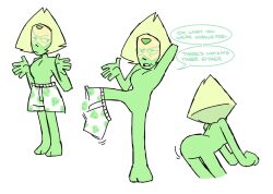 1girls armpits barbie_doll_anatomy boxers_(clothing) cartoon_network featureless_breasts featureless_crotch female gem_(species) green_body green_skin hazeldrawsskin peridot_(steven_universe) steven_universe tagme underwear