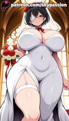 1girls 2025 ai_assisted ai_generated anime another artist_name big_breasts big_chest black_hair blush bouquet breast breasts bride bust busty chest clothed_female covered_navel curtains dress earrings eyebrows_visible_through_hair eyepatch female female_focus female_only flower from_below garter_straps grin hair_between_eyes hi_res high_quality high_resolution highres holding_bouquet indoors jewelry large_breasts married married_female misaki_mei mole patreon patreon_username pink_rose purple_rose red_eyes red_flower red_ribbon red_rose romantic romantic_ambiance rose rose_petals short_hair skypassion smile solo stable_diffusion thick_thighs thighs vase watermark wedding_dress wedding_veil white_flower white_rose window
