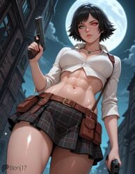 ai_generated ass benj17 breasts devil_may_cry lady lady_(devil_may_cry) milf navel nude sagging_breasts shiny_skin uncensored white_skin