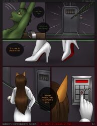 amber_(eliana-asato) anthro back_spikes bald black_lips boots brown_hair clothed clothing colored_nails comic comic_panel crocodile crocodilian detailed_background digital_media_(artwork) doctor door duo eliana-asato english_text female floor footwear fur giraffe giraffid green_body green_scales hair hand_on_hip hi_res high_heels inside lips long_hair long_nails mammal multicolored_body multicolored_fur nails object_in_hand oleg_(eliana-asato) olivia_(eliana-asato) open_mouth pressing_button rear_view red_nail_polish red_nails reptile restraints scales scalie shoes side_view speech_bubble spikes spikes_(anatomy) standing surprised_expression text two_tone_body two_tone_fur walking white_clothing white_footwear white_shoes yellow_body yellow_eyes yellow_fur