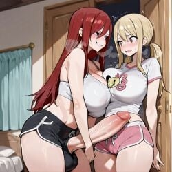 afraid ahe_gao ai_generated breasts comic cum erza_scarlet fairy_tail female femsub futa_on_female futadom futanari imminent_rape intersex large_breasts lesbian_kiss lesbian_sex lucy_heartfilia massive_breasts orgasm pyrania sex speech_bubble text text_bubble yuri