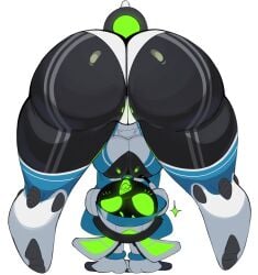 4chan_anon anonymous_artist anthro armor ass big_breasts big_butt black_body breasts camel_toe cleavage clothed clothing earpiece electronics eyebrows female green_eyebrows green_eyes green_inner_ear green_mouth green_teeth green_tongue headgear headphones headset helmet hi_res lagomorph leporid long_ears machine mammal project_turboblast rabbit robot robot_anthro screen screen_face simple_background teeth tempo_(project_turboblast) thick_thighs tongue white_background white_ears