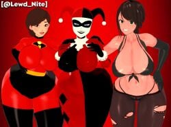 3d 3girls batman_(series) big_ass big_breasts big_thighs breasts bust busty crossover curvaceous curvy curvy_figure dc dc_comics disney elastigirl female harley_quinn helen_parr hips huge_ass huge_breasts huge_thighs konami large_ass large_breasts large_thighs lewd_nite light-skinned_female light_skin mature mature_female metal_gear metal_gear_solid metal_gear_solid_v metal_gear_solid_v:_the_phantom_pain pixar pixar_mom quiet_(metal_gear) slim_waist the_incredibles thick thick_hips thick_legs thick_thighs thighs voluptuous waist wide_hips
