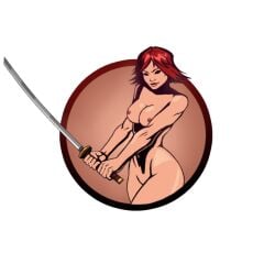 1girls accurate_art_style female holding_katana katana mature_female mti nekki nude_edit nude_female nude_filter png png_file red_hair rose_(sf2) shadow_fight shadow_fight_2 short_hair sword tagme third-party_edit transparent_background