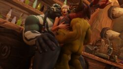 1girls 2boys 3d anal anal_sex anal_sex big_breasts big_penis blizzard_entertainment blonde_hair blood_elf double_penetration female goblin goblin_(warcraft) green_skin interspecies light-skinned_female light_skin male morilymory nipple_piercing nipple_rings nude orc orc_(warcraft) original_character sarisia_sunfeast sex thick_thighs thighhighs vaginal_penetration vaginal_penetration vaginal_sex voluptuous voluptuous_female warcraft wide_hips world_of_warcraft