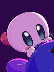 absurd_res alien ambiguous_gender blowjob blue_body blue_eyes blush bodily_fluids deepthroat digital_media_(artwork) duo fellatio gay genitals godforgiveme4 hi_res kirby kirby_(series) male meta_knight nintendo not_furry nude open_mouth oral penile penis pink_body saliva saliva_on_penis sex simple_background text