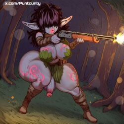ai_assisted ai_generated bimblin_crackshot breasts cellulite dumptruck_ass eyeless fantasy futa_only futanari gigantic_ass glowing_markings goblin goblin_female goblin_futa greyscaler hair_over_eyes holding_weapon huge_ass huge_balls huge_cock hyper_lips pink_markings purple_body purple_skin shotgun solo solo_futa thick_lips tribal tribal_markings world_of_lust:_the_spire