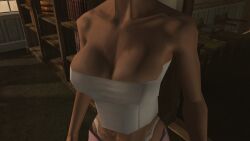 3d blonde_hair breasts breasts breasts carol_anne hitman hitman_blood_money io-interactive miniskirt pink_skirt screenshot video_games white_skin white_topwear