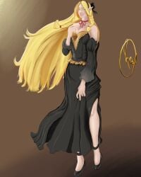 blonde_female blonde_hair blonde_hair_female cute delicious_in_dungeon dress dungeon_meshi elf kawaii marcille_donato marcille_donato_(lord) princess sfw