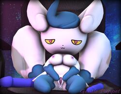 1girls 2017 3d anus areola bedroom_eyes blue_fur breasts clitoris feline female fur furry gentle_puppet half-closed_eyes hi_res looking_at_viewer mammal meowstic multi_tail nintendo nipples nude original_character pokemon pokemon_xy presenting presenting_pussy pussy red_eyes sarah_the_meowstic seductive semi-anthro sex_toy sitting smile solo source_filmmaker spread_legs spread_pussy spreading video_games watermark white_fur yellow_sclera