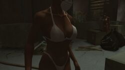 black_female black_hair black_skin breasts ebony female hitman hitman_blood_money io-interactive mask white_bikini