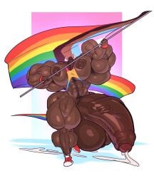 bodybuilder cum furry hyper hyper_cock hyper_genitalia hyper_muscles hyper_penis male male_only muscles muscular muscular_arms muscular_male muscular_thighs pride_colors pride_flag whatinsomnia