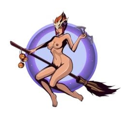 1girls accurate_art_style alpha_channel animal_skull batarang broom broom_riding broomstick female for_sticker_use ginger_hair halloween morgana_(sf2) mti nekki no_background nude_edit png png_file shadow_fight shadow_fight_2 short_hair sticker_template tagme third-party_edit transparent_background transparent_png witch