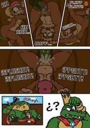 1boy 1girls after_sex anal_sex anthro ass ass_focus babyyorokobi big_ass big_butt big_penis breasts comic comic_page cum cum_in_ass cum_inside dixie_kong donkey_kong_(series) donkey_kong_country female height_difference huge_cock k_rool kremling lizard male monkey monkey_girl penis primate reptile sex sex_anal shortstack