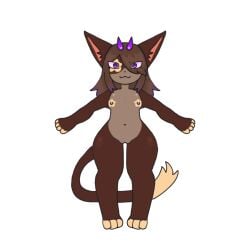 1girls anthro brown_fur brown_hair cat_ears cat_tail cub domestic_cat feline female female female_anthro female_cub guronyan horns orchid_(guronyan) purple_eyes purple_horns young young_female
