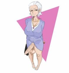 1girls big_penis blouse business_attire cock female from_above full-package_futa fully_clothed futanari futanari gilf granny grey_hair handbag jeteggs jewelry large_breasts large_penis marchioness_trainer_(pokemon) mature mature_female mature_futa mature_woman necklace npc_trainer older_female older_futa pokeball pokemon pokemon_trainer pokemon_xy saggy_balls sandals skirt solo solo_female solo_focus white_hair wrinkles