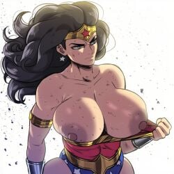 1girls ai_generated amazon amazonian breasts breasts_bigger_than_head dc dc_comics female female frown huge_breasts large_breasts mullon nipples novelai puffy_nipples superheroine wonder_woman wonder_woman_(series)