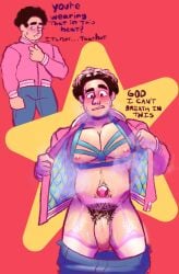 1boy big_penis cartoon_network flaccid flaccid_penis front_view hairy_belly hairy_male jacket jacket_open male male_only nipple_piercing pubes pubic_hair shy simple_background steven_quartz_universe steven_universe steven_universe:_the_movie steven_universe_future sweat sweaty_body various_positions