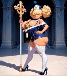 ai_generated big_ass big_breasts bimbo bimbo_body bimbo_lips bimbofication bimbofied blonde_hair breasts breasts_bigger_than_head bubble_butt choker cleric curvy curvy_body curvy_female curvy_figure curvy_hips gabriel_(starlightnex) garter_straps hair_over_eyes high_heels huge_ass huge_breasts leopard_print leopard_print_bikini massive_breasts mature_female milf nun original original_character priestess shortstack starlightnex stockings thick thick_ass thick_hips thick_legs thick_lips thick_thighs thigh_highs thighs tight_clothing