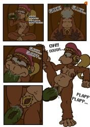 1girls anal anal_sex anthro babyyorokobi blowjob comic comic_page cum cum_in_mouth cum_inside dixie_kong donkey_kong_(series) donkey_kong_country fellatio female focus_on_pussy handjob huge_cock k_rool kremling lizard male masturbation monkey monkey_girl penetration penis primate pussy reptile shortstack