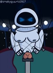 animated artist_name blue_eyes bound breasts digital_drawing_(artwork) digital_media_(artwork) dildo dildo_insertion disney english_text eve_(wall-e) extraterrestrial_vegetation_evaluator female female_penetrated genitals looking_at_viewer machine not_furry penetration penis pixar restraints robot sex sex_toy sex_toy_insertion short_playtime smokyquartz1917 solo text vaginal_penetration vulva wall-e white_body