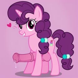 accurate_art_style ai_generated animal_genitalia balls friendship_is_magic futanari horse_penis horsecock horsecock_futanari looking_at_viewer my_little_pony penis penis_out smile solo standing sugar_belle_(mlp) testicles unicorn
