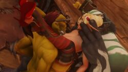 1girls 2boys 3d anal anal_sex anal_sex big_breasts big_penis blizzard_entertainment blonde_hair blood_elf double_penetration female goblin goblin_(warcraft) green_skin interspecies light-skinned_female light_skin male morilymory nipple_piercing nipple_rings nude orc orc_(warcraft) original_character sarisia_sunfeast sex thick_thighs thighhighs vaginal_penetration vaginal_penetration vaginal_sex voluptuous voluptuous_female warcraft wide_hips world_of_warcraft