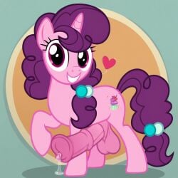 accurate_art_style ai_generated animal_genitalia balls friendship_is_magic futanari horse_penis horsecock horsecock_futanari looking_at_viewer my_little_pony penis penis_out smile solo standing sugar_belle_(mlp) testicles unicorn