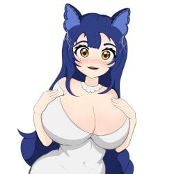 big_breasts blue_hair color colored full_body game_character meme snezha tagme unknown_character unknown_source yellow_eyes
