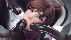 animated big_penis blowbang blowjob d.va dark-skinned_male evilbaka overwatch penis