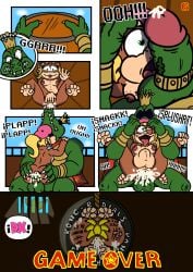 1boy 1girls after_sex ass babyyorokobi banana big_ass big_butt big_penis bondage breasts cock_in_face cock_ring comic comic_page cum cum_in_ass cum_in_pussy cum_inside defeated dixie_kong domination donkey_kong_(series) donkey_kong_country female focus_on_ass furry game_over gameplay_mechanics height_difference huge_cock k_rool kremling lizard male monkey monkey_girl open_mouth penetration penis pussy reptile sex_slave shortstack slavegirl small_breasts smaller_female