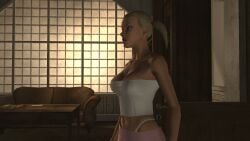 3d blonde_hair breasts breasts breasts carol_anne hitman hitman_blood_money io-interactive miniskirt pink_skirt screenshot video_games white_skin white_topwear