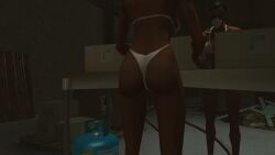 ass ass_focus black_female black_hair black_skin ebony female hitman hitman_blood_money io-interactive mask white_bikini