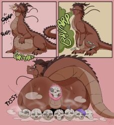 after_vore ambiguous_gender anus asian_mythology belly big_belly bodily_fluids bone burping comic death digestion digital_media_(artwork) disposal dragon east_asian_mythology eastern_dragon english_text fatal_vore feral group hair hi_res mythological_creature mythological_scalie mythology nude onomatopoeia open_mouth oral_vore rumbling_stomach scalie scat simple_background skull smile sound_effects spookynotcute tail teeth text tongue vore