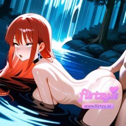 1boy ai_assisted ai_generated arisugawa_natsuha ass back bangs bathing beach blush breasts choker earrings female flirtzy.ai jewelry long_hair looking_back nude ocean on_stomach onsen open_mouth palm_tree partially_submerged pool poolside red_hair ripples sex sex_from_behind shore sideboob straight tree water waterfall wet