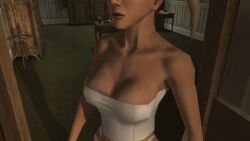 3d blonde_hair breasts breasts breasts carol_anne hitman hitman_blood_money io-interactive miniskirt pink_skirt screenshot video_games white_skin white_topwear