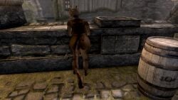 ass bethesda_softworks flower_ornament khajiit leaning_over miyu_(tes_mod) mod nude skyrim tagme the_elder_scrolls