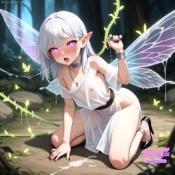 ai_assisted ai_generated animal aqua_nails artist_name bamboo bare_shoulders black_nails blue_butterfly blue_nails blue_wings blurry blurry_background blurry_foreground blush bracelet breasts bug butterfly butterfly_hair_ornament butterfly_net butterfly_on_hand butterfly_wings collarbone crystal cum depth_of_field dragonfly dress elf fairy fairy_wings female flirtzy.ai flower foliage forest glowing_butterfly grass green_nails high_heels insect_wings jewelry ladybug leaf long_hair looking_at_viewer nail_polish nature nipples open_mouth outdoors pink_nails plant pointy_ears purple_eyes purple_nails red_nails ring see-through silver_hair sleeveless sleeveless_dress small_breasts solo symbol-shaped_pupils tongue tongue_out tree wedding_band wet wet_clothes white_butterfly wings yellow_butterfly yellow_nails
