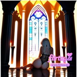 ai_assisted ai_generated ass black_hair black_panties candle evening explosion facing_away female fire fireplace flame flirtzy.ai from_behind garter_belt lingerie long_hair panties sitting solo sun sunset thong underwear