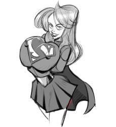 2d busty clyde_tanksley dc dc_comics erect_nipples female female_focus female_only hourglass_figure monochrome nipple_bulge supergirl superman_(series) tagme wide_hips